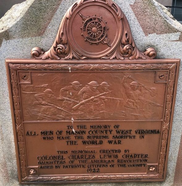 MASON COUNTY WORLD WAR SUPREME SACRIFICE MEMORIA PLAQUE