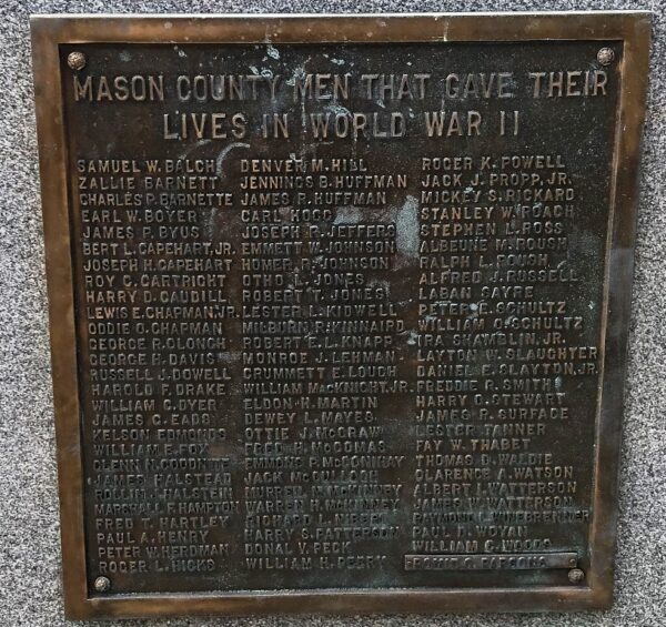 MASON COUNTY SUPREME SACRIFICE WAR MEMORIAL PLAQUE