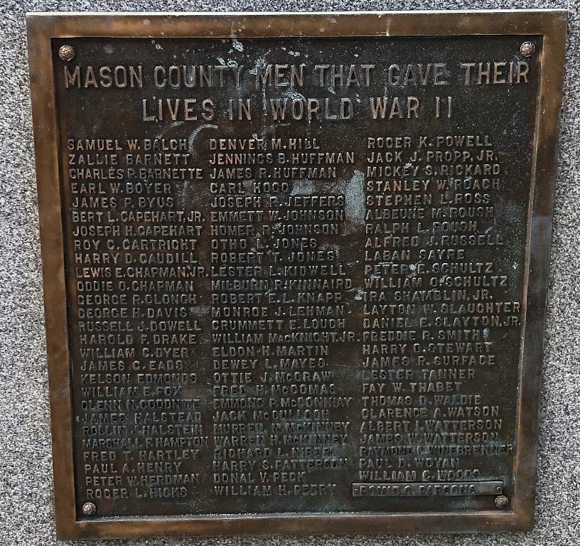 MASON COUNTY SUPREME SACRIFICE WAR MEMORIAL PLAQUE
