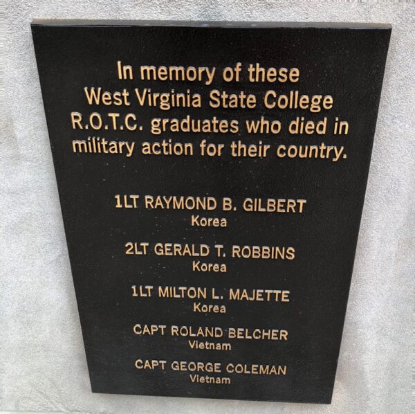 WEST VIRGINIA STATE COLLEGE R.O.T.C.VETERANS MEMORIAL PLAQUE