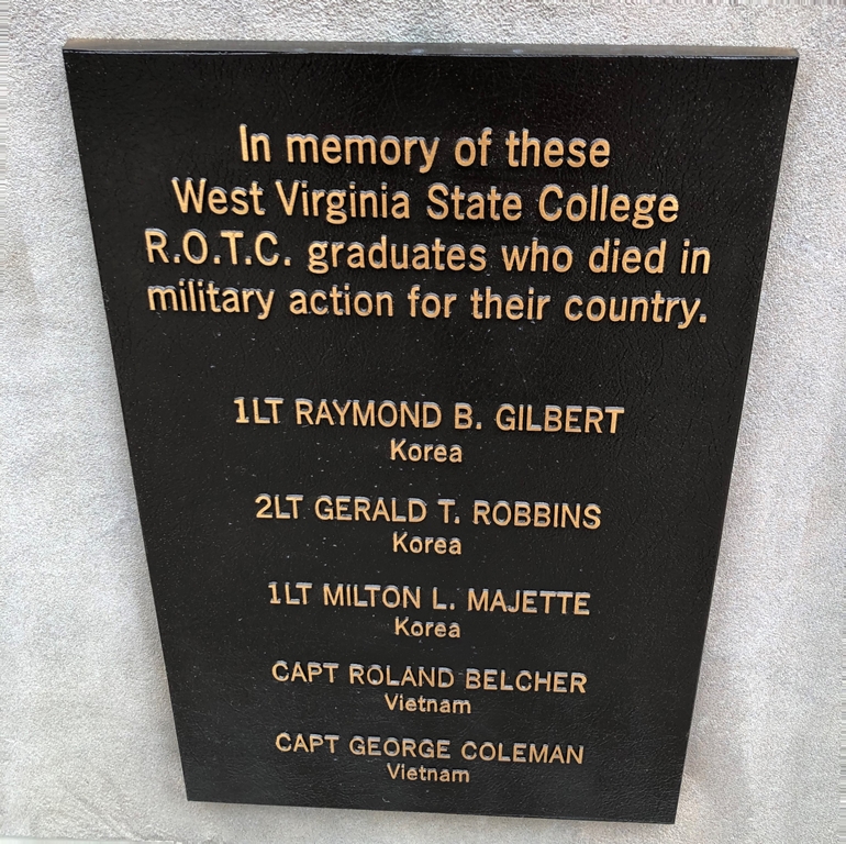 WEST VIRGINIA STATE COLLEGE R.O.T.C.VETERANS MEMORIAL PLAQUE
