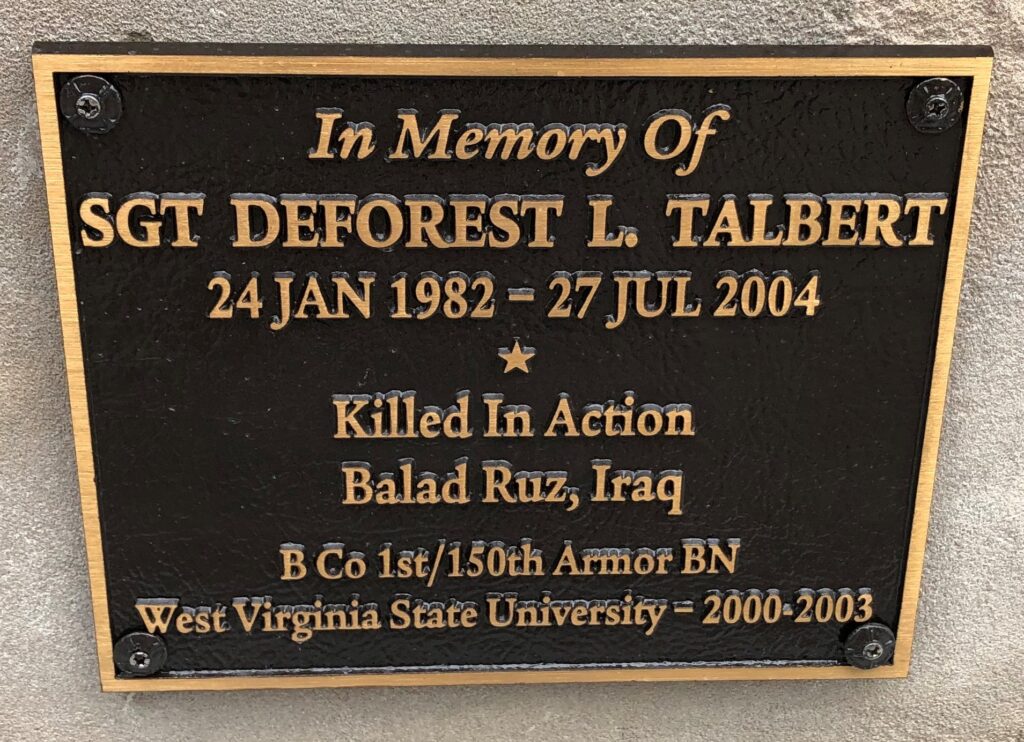 SGT DEFOREST L. TALBERT WAR MEMORIAL PLAQUE