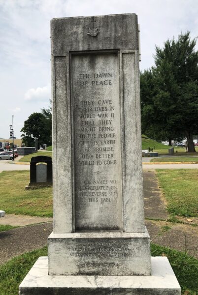 THE DAWN OF PEACE WORLD WAR II MEMORIAL FRONT