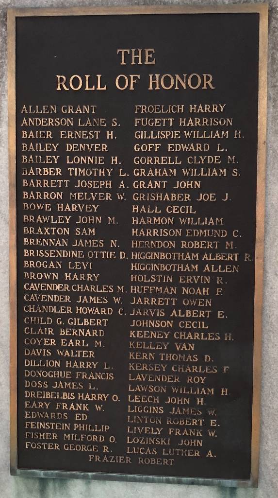 KANAWHA COUNTY WORLD WAR ULTIMATE SACRIFICE MEMORIAL PLAQUE B