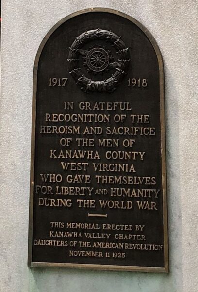 KANAWHA COUNTY WORLD WAR ULTIMATE SACRIFICE MEMORIAL PLAQUE A