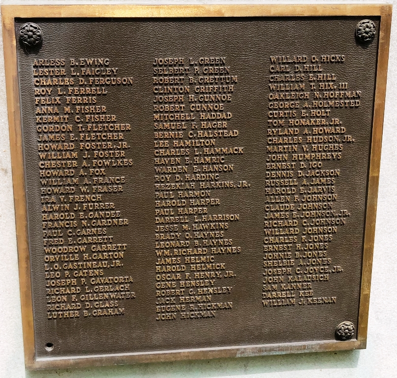 AMERICAN LEGION POST NO. 20 WORLD WAR II MEMORIAL PLAQUE C