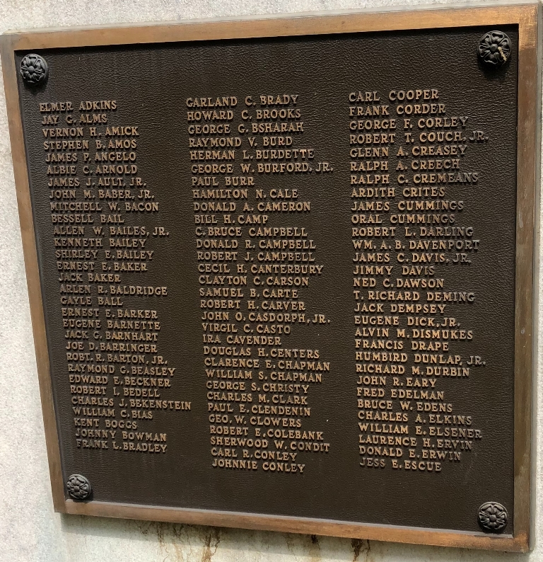 AMERICAN LEGION POST NO. 20 WORLD WAR II MEMORIAL PLAQUE B