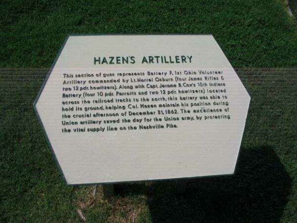 HAZEN’S ARTILLERY WAR MEMORIAL CANNON PLAQUE