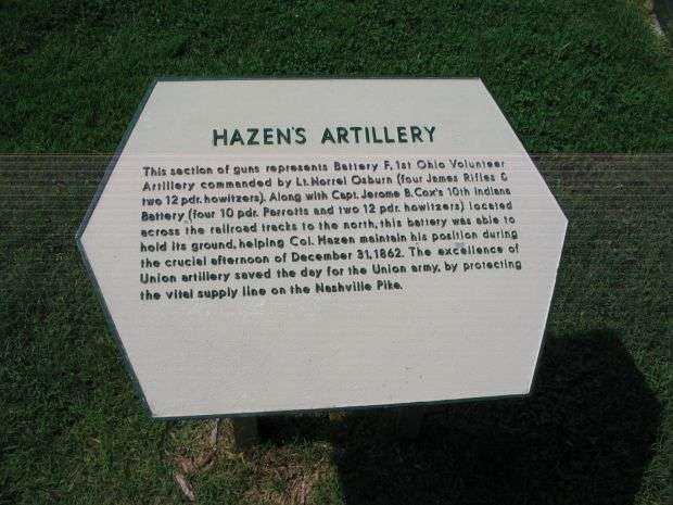 HAZEN’S ARTILLERY WAR MEMORIAL CANNON PLAQUE