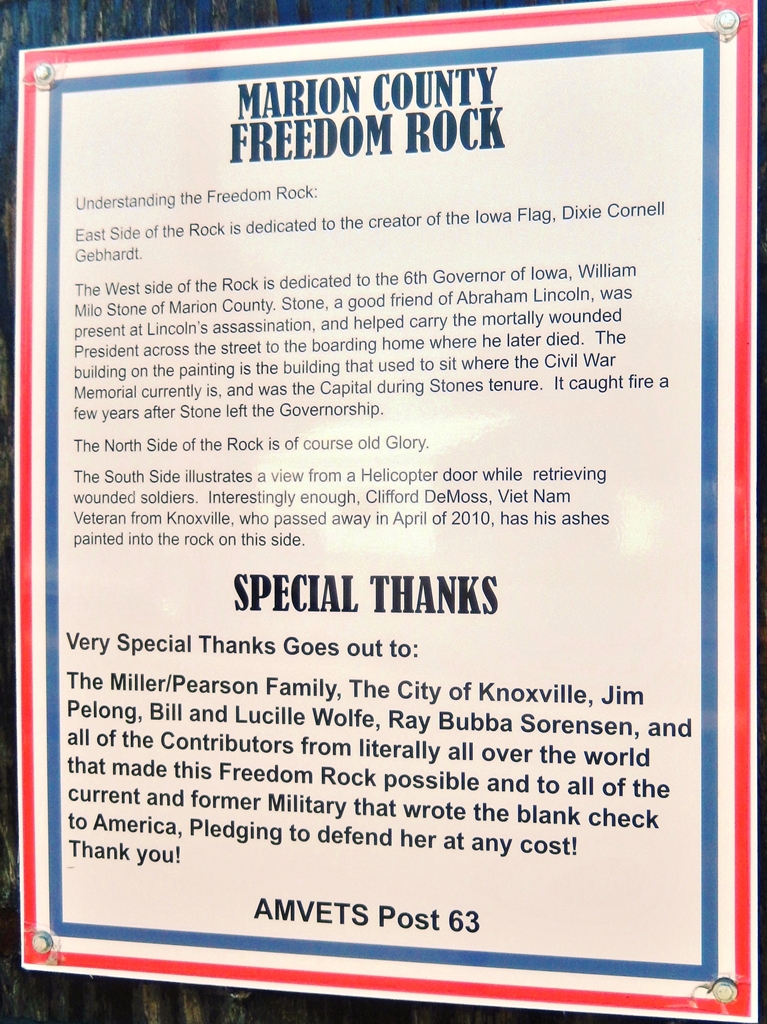 MARION COUNTY FREEDOM ROCK VETERANS MEMORIAL PLAQUE