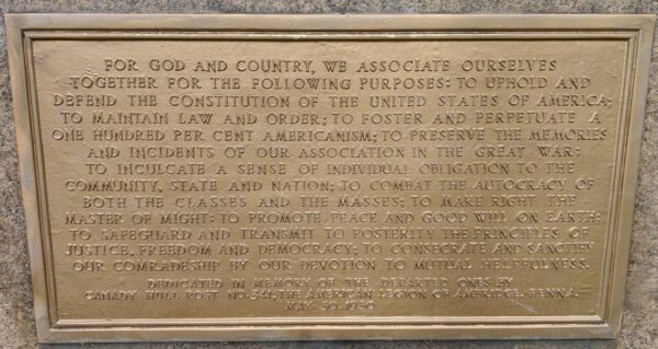 FOR GOD AND COUNTRY VETERANS MEMORIAL PLAQUE
