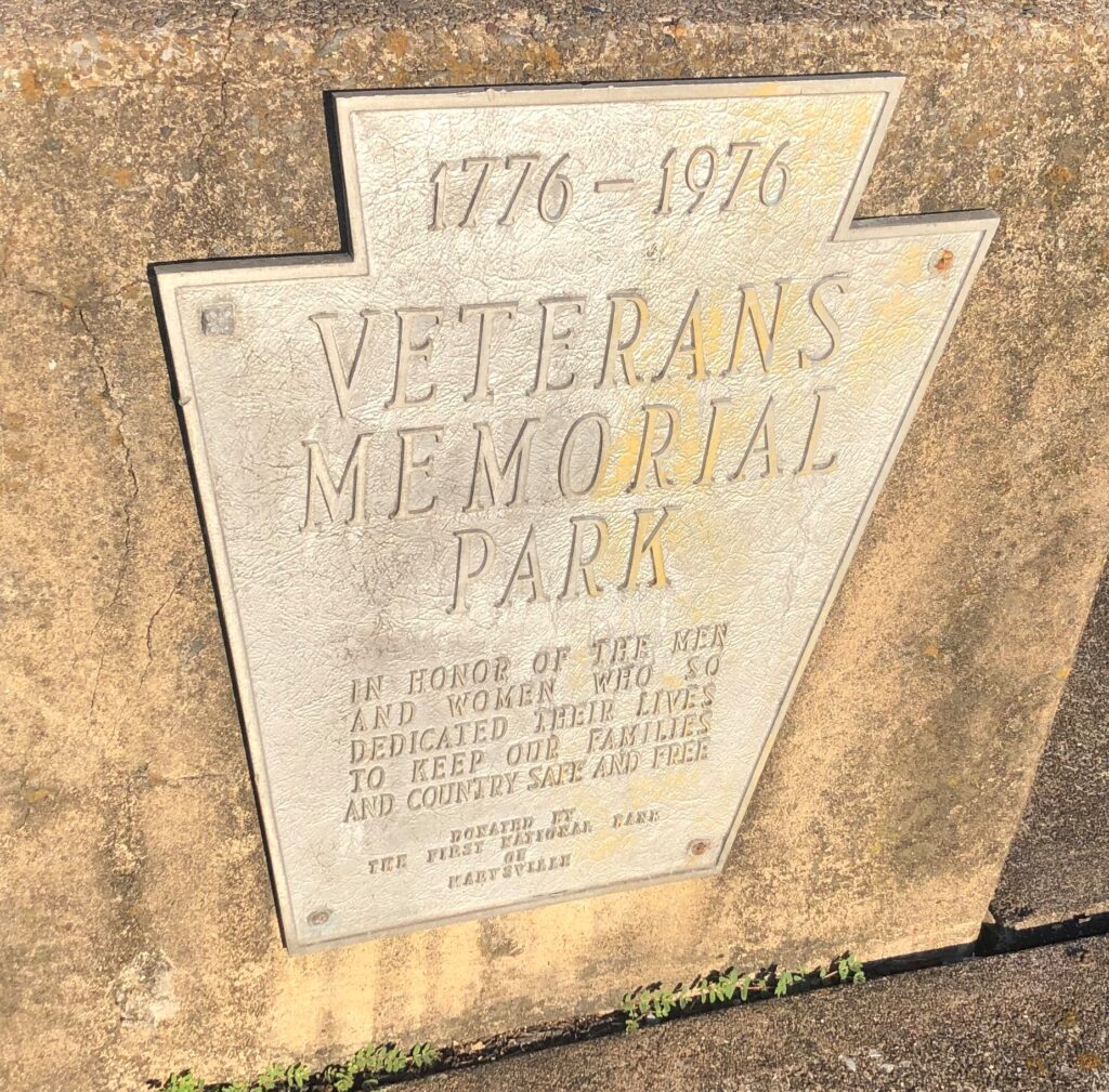 MARYSVILLE VETERANS MEMORIAL PARK PLAQUE