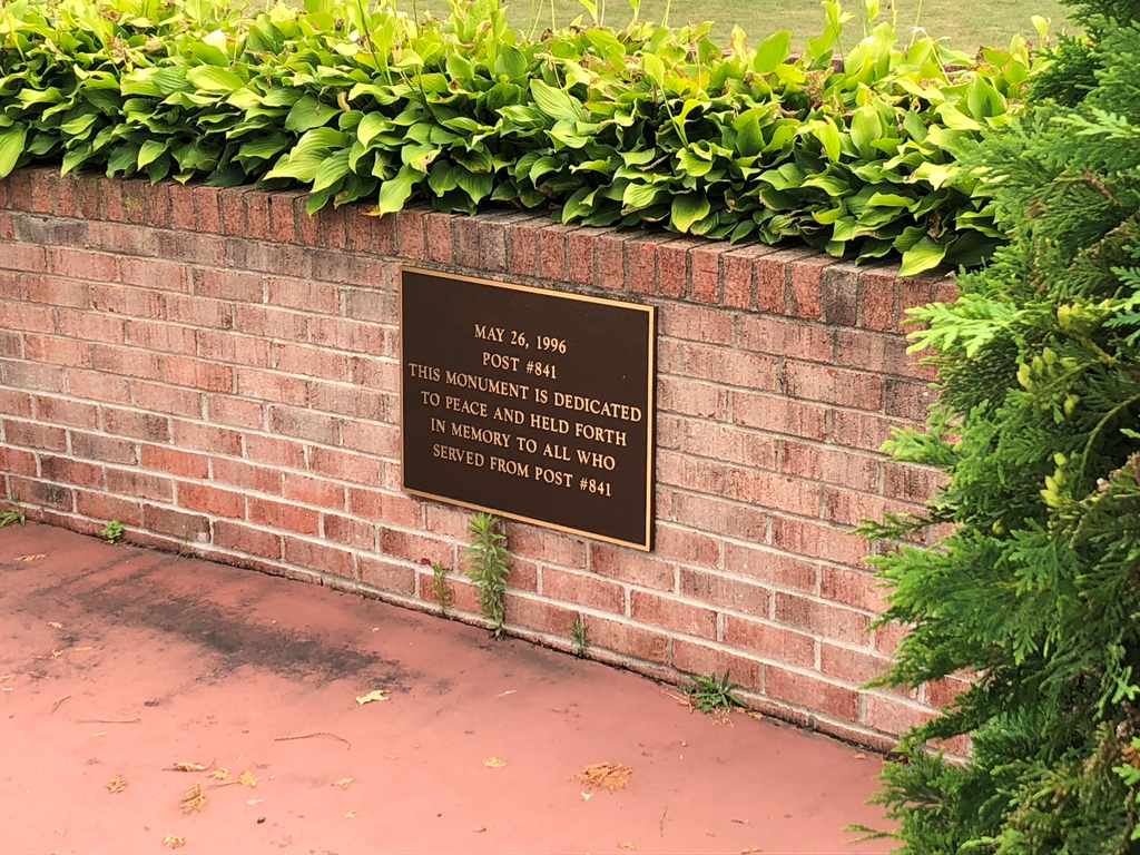 AMERICAN LEGION POST #841 WAR MEMORIAL CANNON PLAQUE