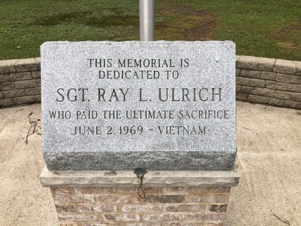 SGT. RAY L. ULRICH WAR MEMORIAL DEDCIATION STONE