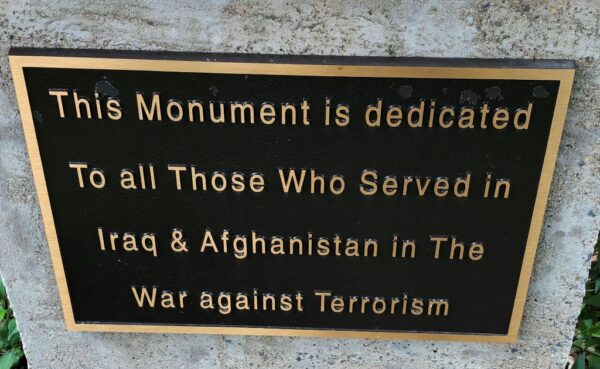 AMERICAN LEGION POST 841 WAR AGAINST TERRORISM MEMORIAL PLAQUE