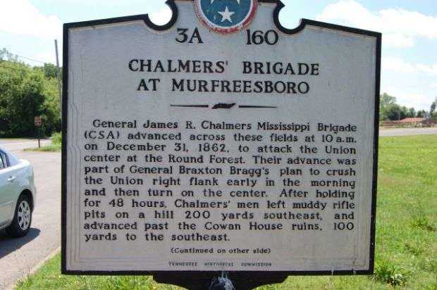 CHALMER’S BRIGADE AT MURFREESBORO MEMORIAL MARKER FRONT