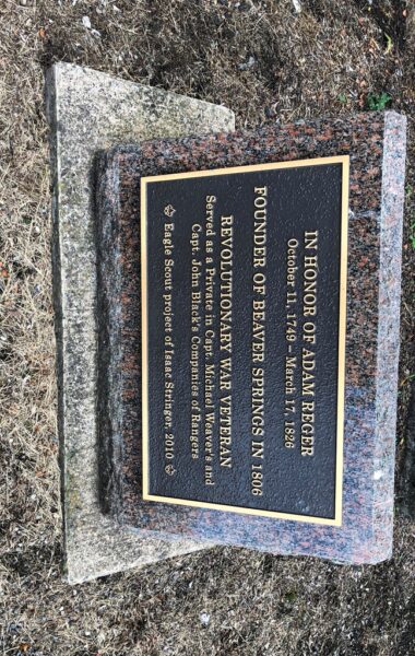 IN HONOR OF ADAM REGER REVOLUTIONARY WAR VETERAN MEMORIAL