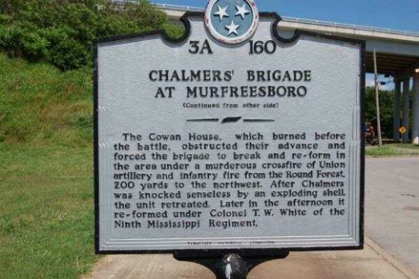 CHALMER’S BRIGADE AT MURFREESBORO MEMORIAL MARKER BACK