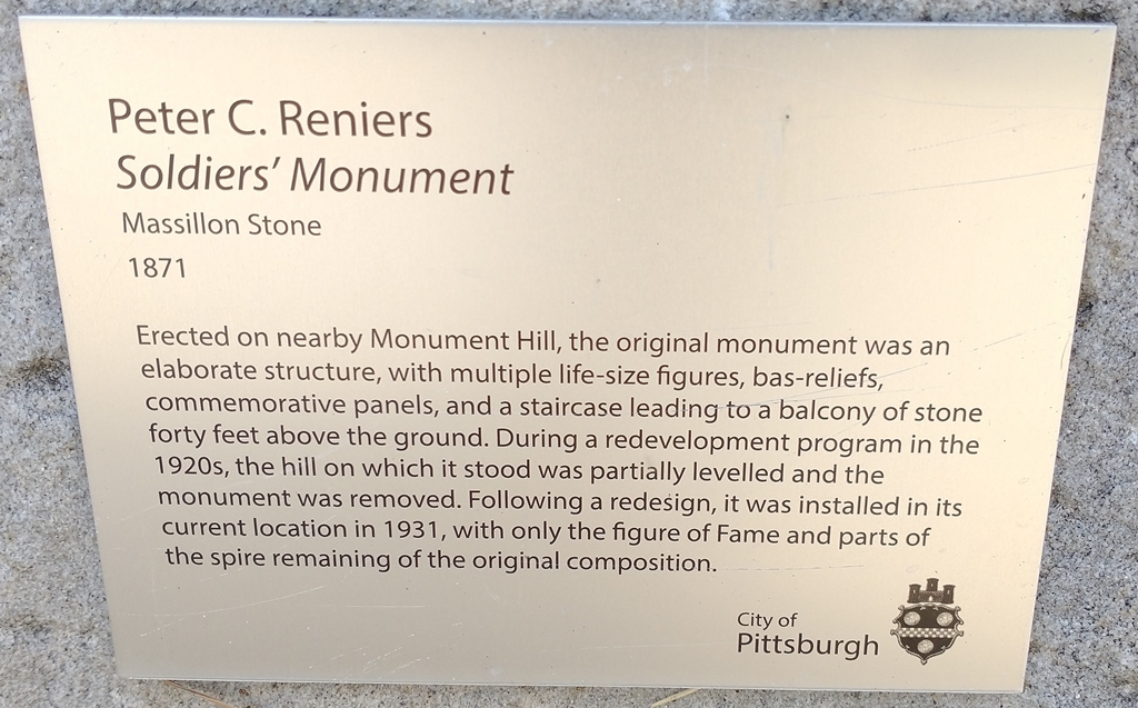 PETER C. REINERS SOLDIERS’ MONUMENT PLAQUE