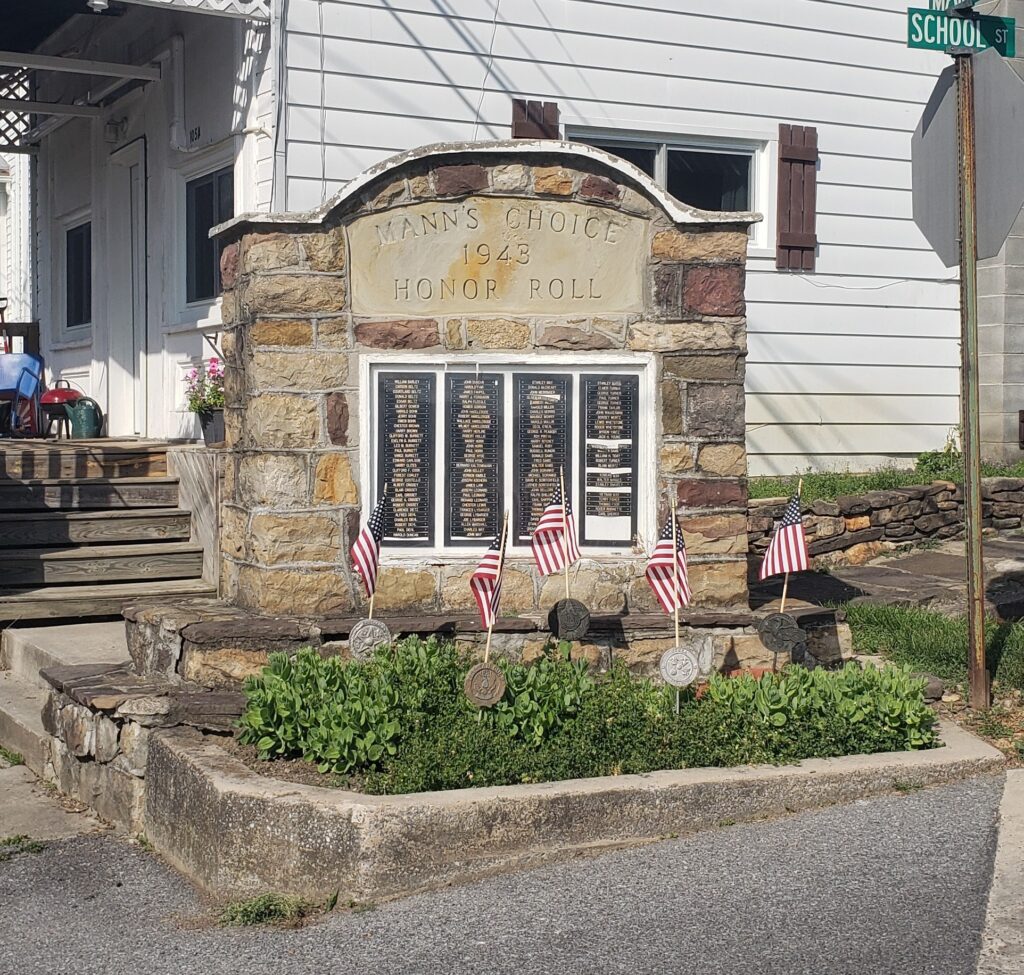 MANN’S CHOICE HONOR ROLL WAR MEMORIAL