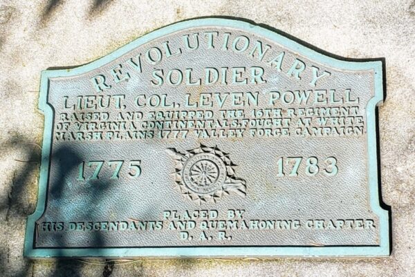 REVOLUTIONARY SOLDIER LIEUT. COL. LEVIN POWELL MEMORIAL PLAQUE