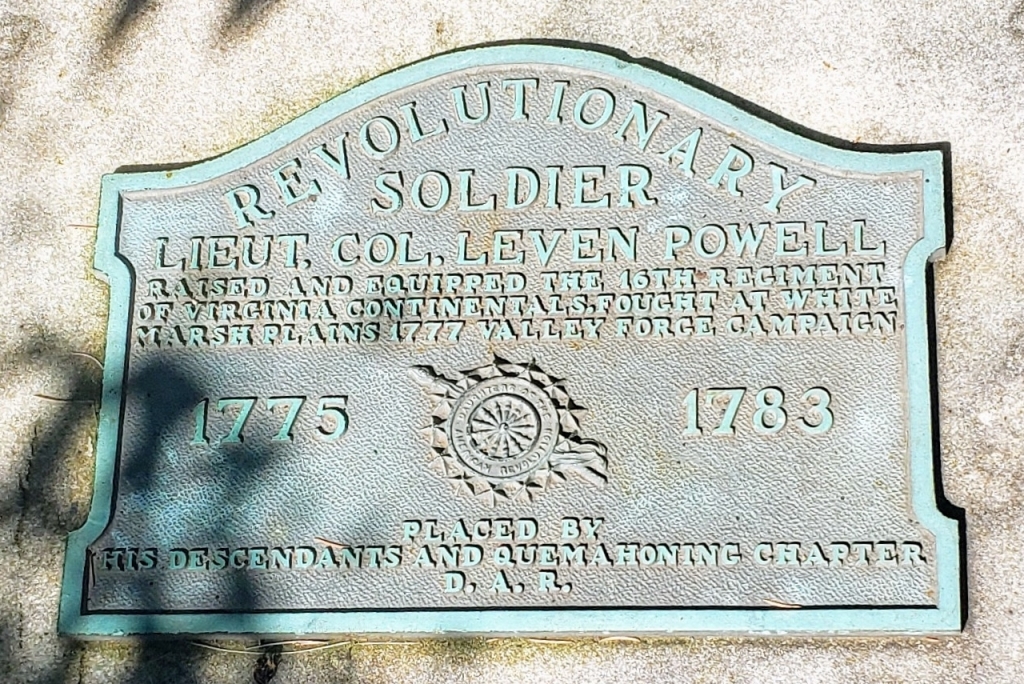 REVOLUTIONARY SOLDIER LIEUT. COL. LEVIN POWELL MEMORIAL PLAQUE