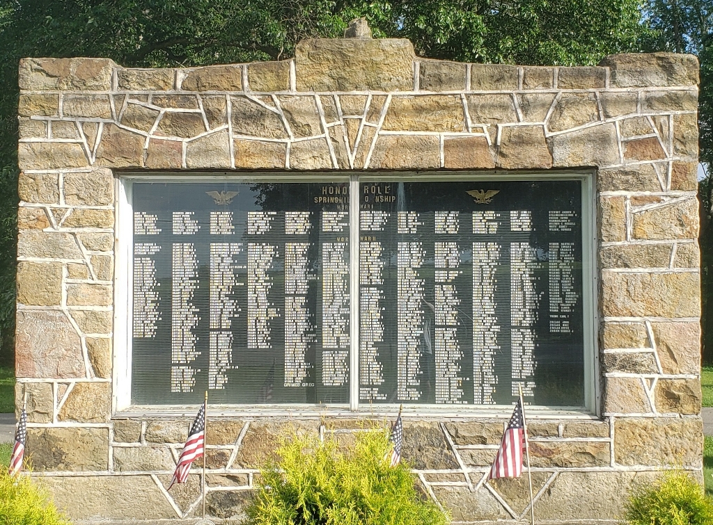 SPRINGHILL TOWNSHIP HONOR ROLL MEMORIAL PLAQUE