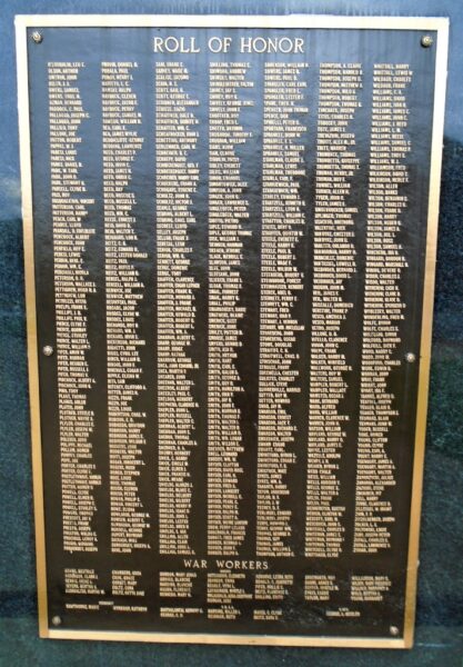 JEFFERSON COUNTY WORLD WAR HONOR ROLL MEMORIAL PLAQUE C