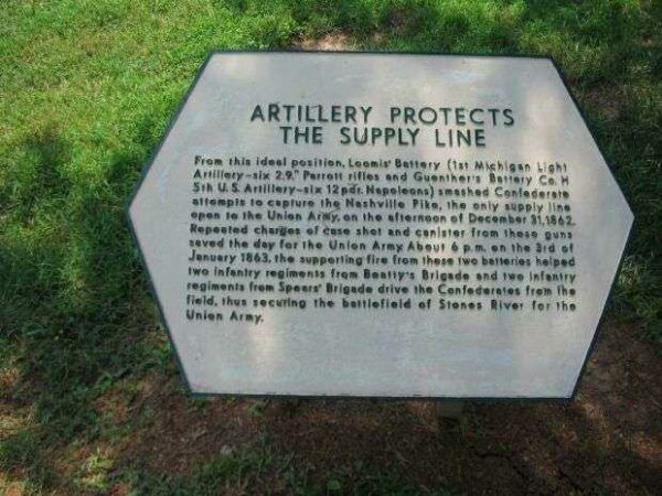 ARTILLERY PROTECTS THE SUPPLY LINE MEMORIAL CANNON PLAQUE