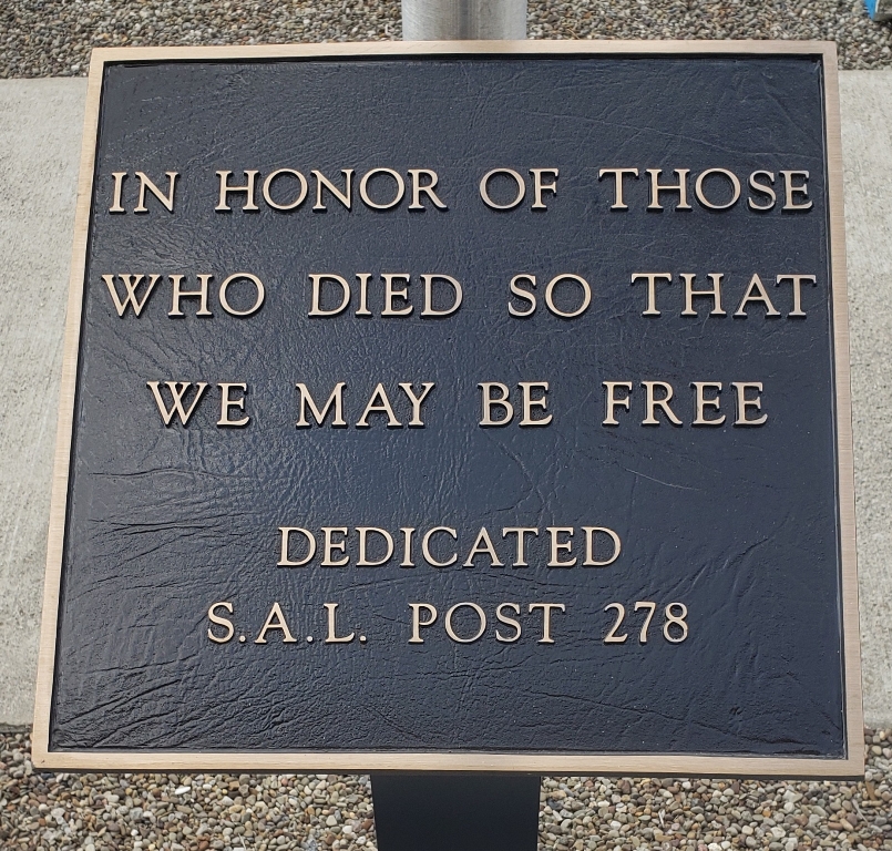 S.A.L. POST 278 SUPREME SACRIFICE WAR MEMORIAL PLAQUE