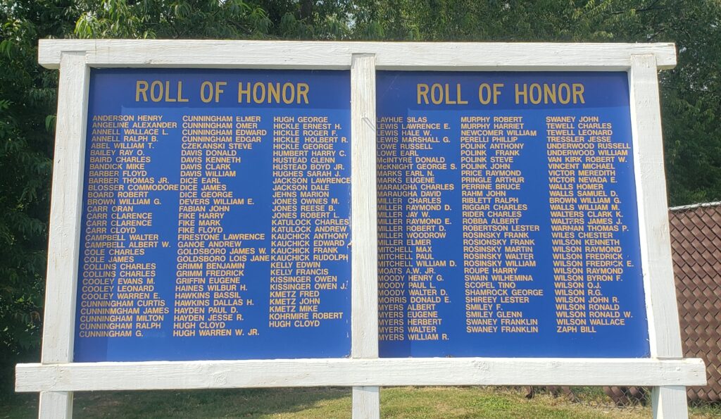FAIRCHANCE ROLL OF HONOR MEMORIAL