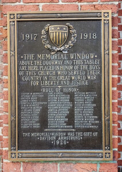 THE MEMORIAL WINDOW PLAQUE