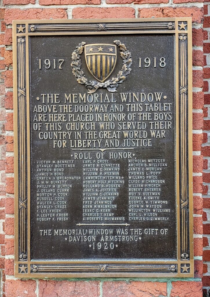 THE MEMORIAL WINDOW PLAQUE