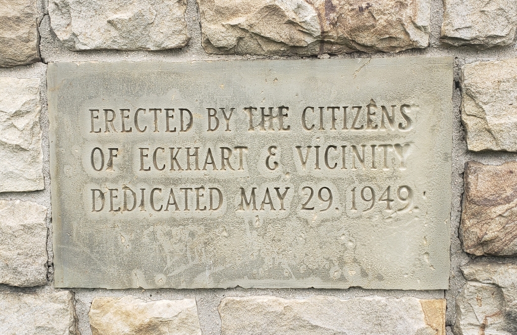 BOYS OF ECKHART WORLD WAR I AND II MEMORIAL STONE D