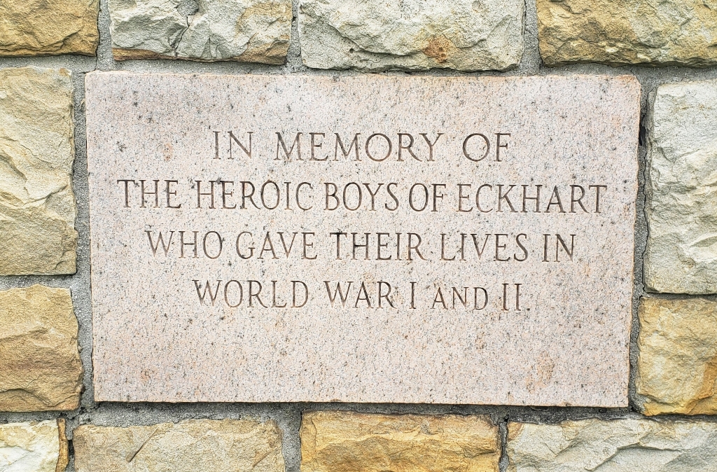 BOYS OF ECKHART WORLD WAR I AND II MEMORIAL STONE A