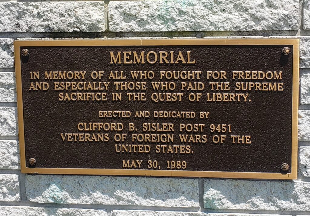 VFW POST 9451 SUPREME SACRIFICE MEMORIAL PLAQUE