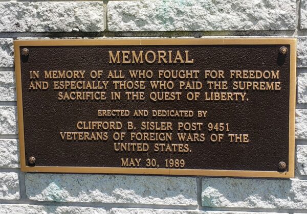 VFW POST 9451 SUPREME SACRIFICE MEMORIAL PLAQUE