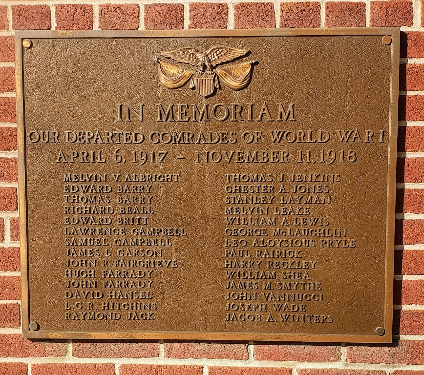AMERICAN LEGION FARRADY POST NO. 24 DEPARTED COMRADES MEMORIAL PLAQUE