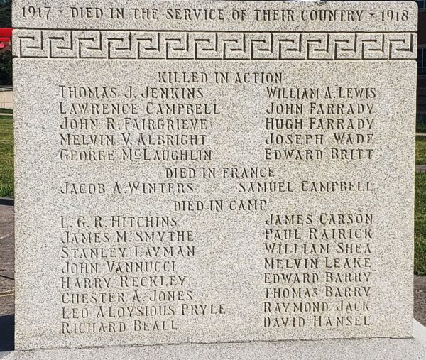 FROSTBURG DIED IN SERVICE WORLD WAR MEMORIAL HONOR ROLL STONE