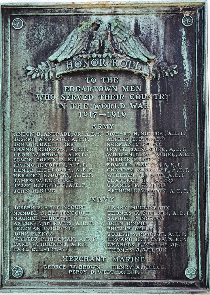 EDGARTOWN WORLD WAR MEMORIAL PLAQUE