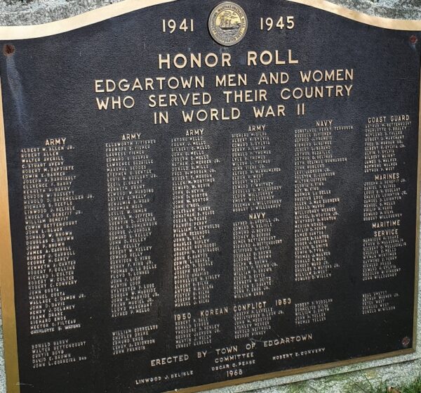 EDGARTOWN WORLD WAR II AND KOREAN WAR MEMORIAL PLAQUE