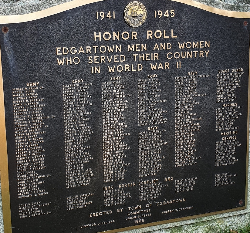 EDGARTOWN WORLD WAR II AND KOREAN WAR MEMORIAL PLAQUE