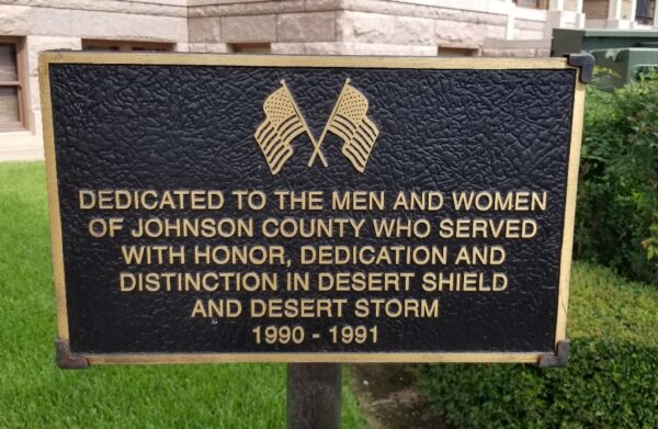 JOHNSON COUNTY DESERT SHIELD AND DESERT STORM MEMORIAL PLAQUE
