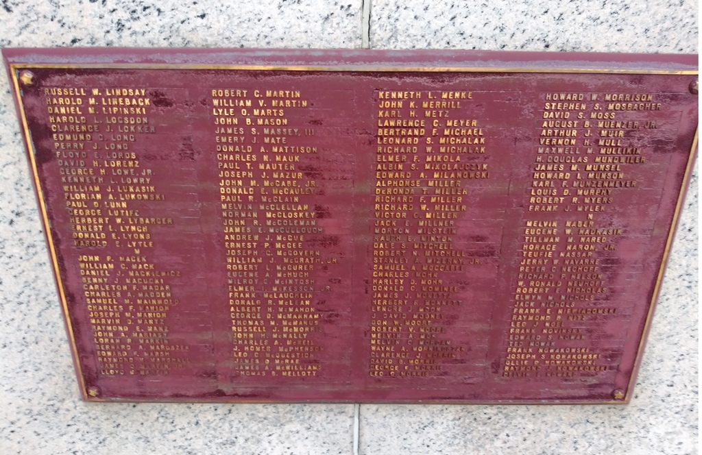 LUCAS COUNTY WORLD WAR II MEMORIAL PLAQUE E