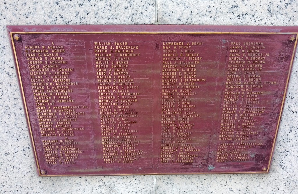 LUCAS COUNTY WORLD WAR II MEMORIAL PLAQUE A