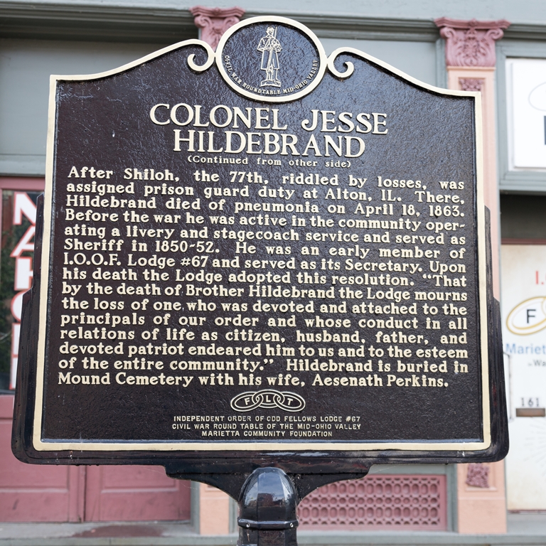 COLONEL JESSE HILDEBRAND WAR MEMORIAL MARKER BACK