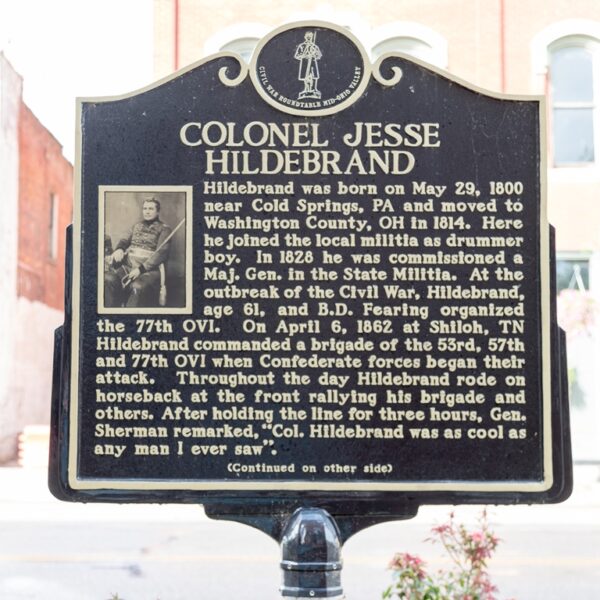 COLONEL JESSE HILDEBRAND WAR MEMORIAL MARKER FRONT