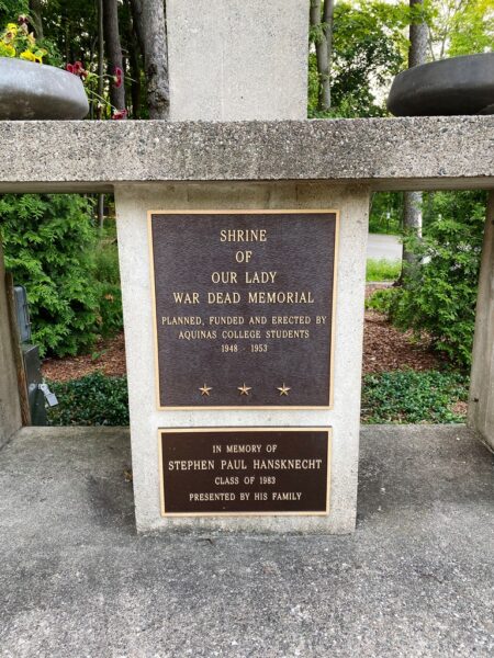 SHRINE OF OUR LADY WAR DEAD MEMORIAL PLAQUES