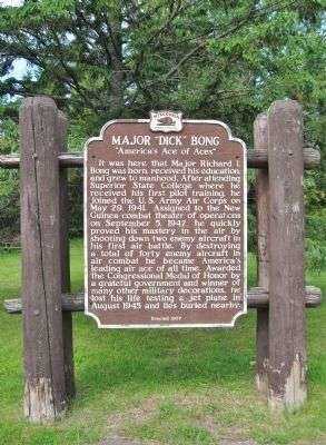 MAJOR “DICK”  BONG MEDAL OF HONOR MEMORIAL MARKER