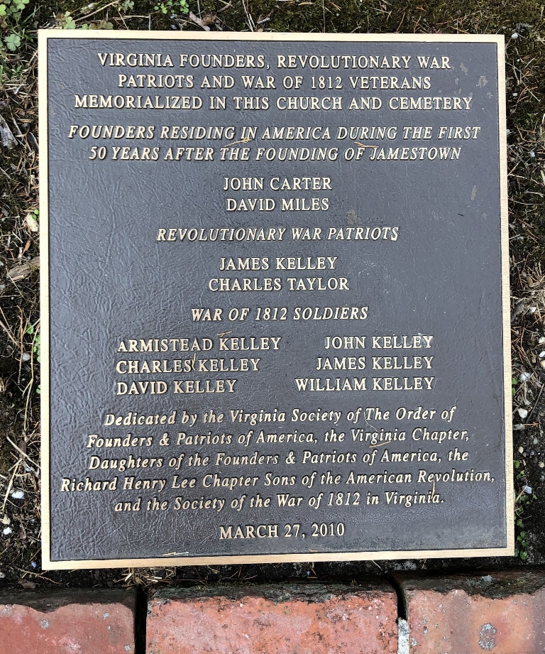 VIRGINIA FOUNDERS WAR OF 1812 VETERANS MEMORIAL PLAQUE